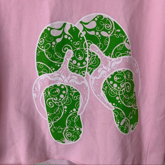 Soft as a Grape pink flip flop resort crew neck pullover S - Picture 2 of 6